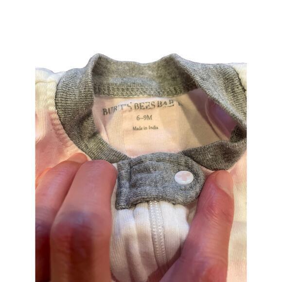 Burt's Bees Baby Pink & White Rugby Stripe Organic Cotton‎ Zip Sleeper - Blossom - Picture 6 of 7